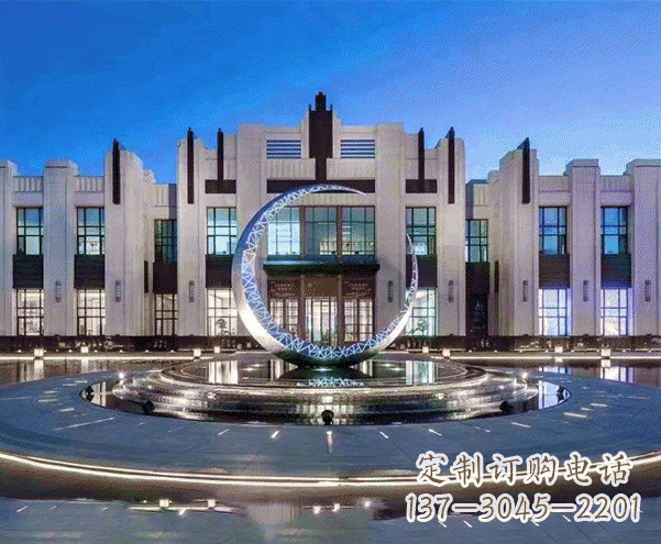 丽水城市不锈钢月亮摆件雕塑