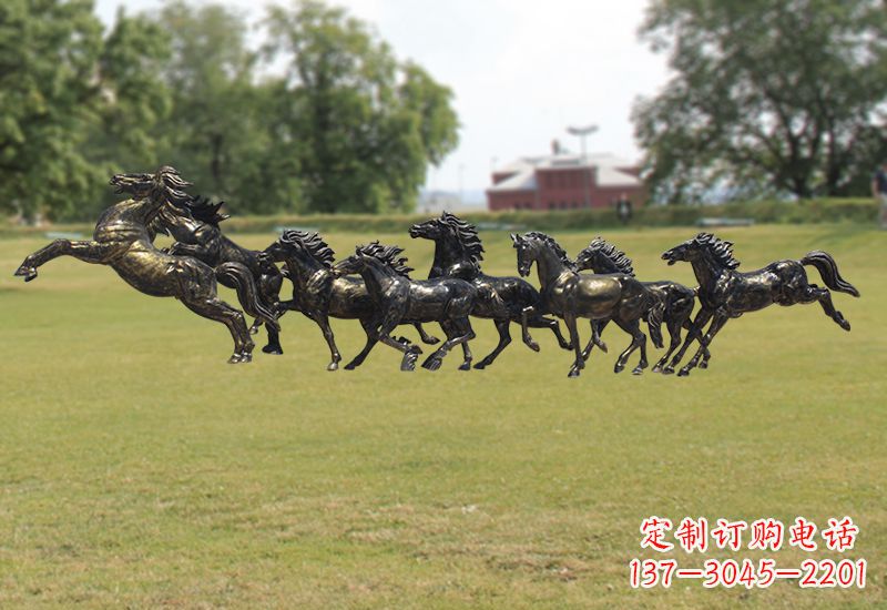 丽水八骏图八匹马群铜雕