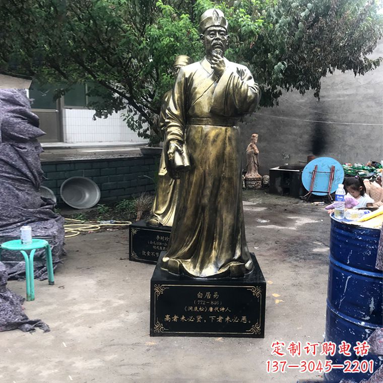 丽水白居易仿铜雕像经典中国古代诗人的艺术再现