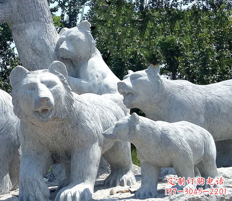 丽水优雅神秘的北极熊石雕大理石动物雕塑