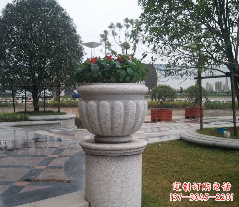 丽水别墅景观大理石花盆石雕 (2)