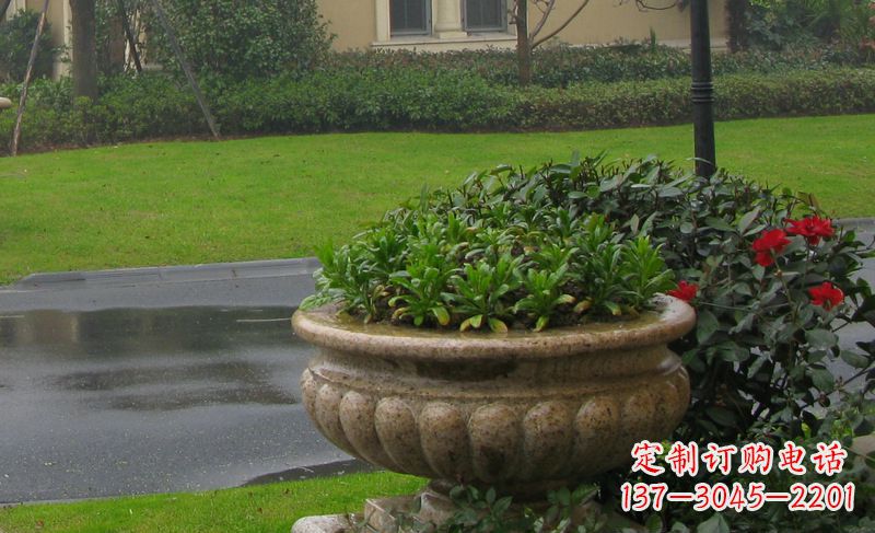 丽水别墅景观大理石花盆石雕 (4)