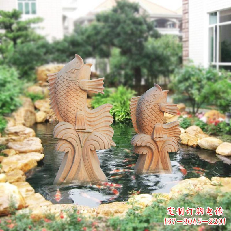 丽水别墅庭院吉祥招财石雕鱼喷泉雕塑