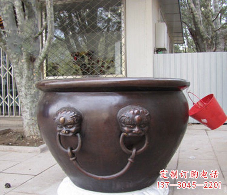 丽水招财进宝水缸铜雕塑摆件