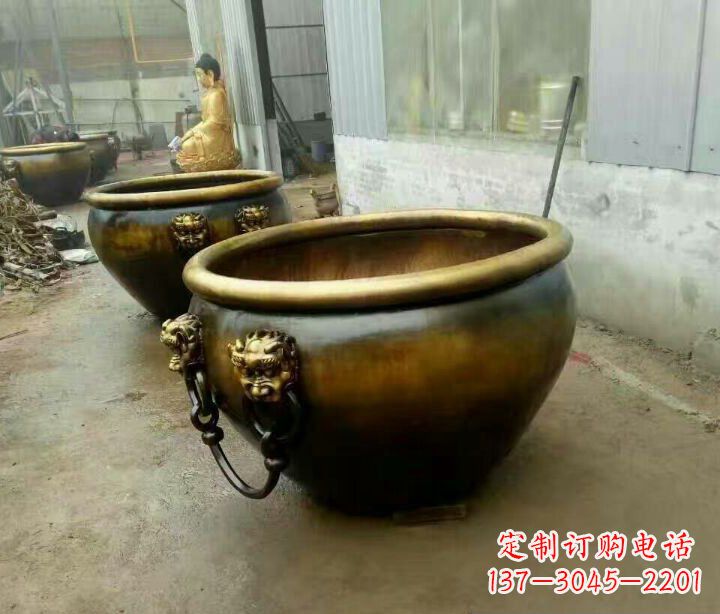 丽水别墅招财水缸铜雕塑摆件 (4)