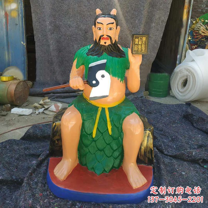 丽水玻璃钢彩绘五榖神农大帝雕像