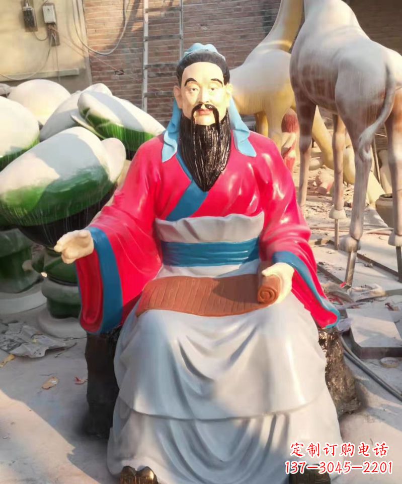 丽水玻璃钢仿真古代名人孔子讲学雕塑