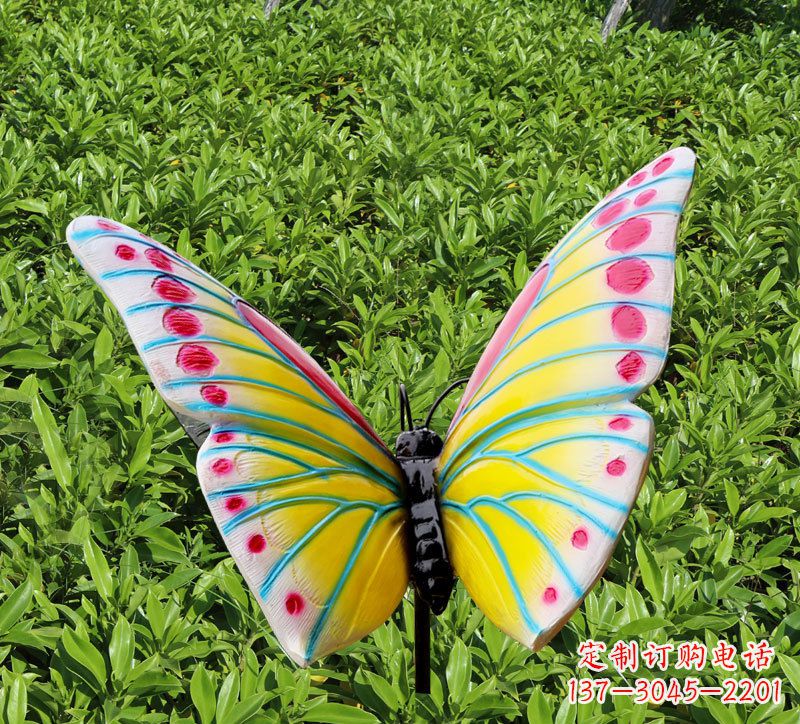 丽水玻璃钢仿真蝴蝶插件,公园草丛昆虫雕塑