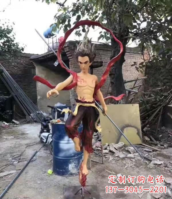 丽水仿真玻璃钢哪吒雕塑精美绝伦