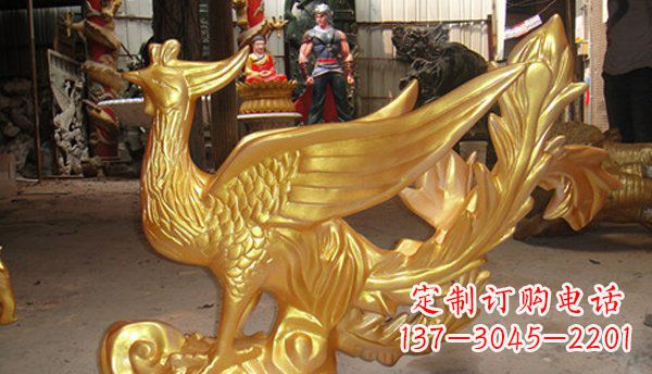 丽水玻璃钢凤凰仿铜动物雕塑传承传统文化