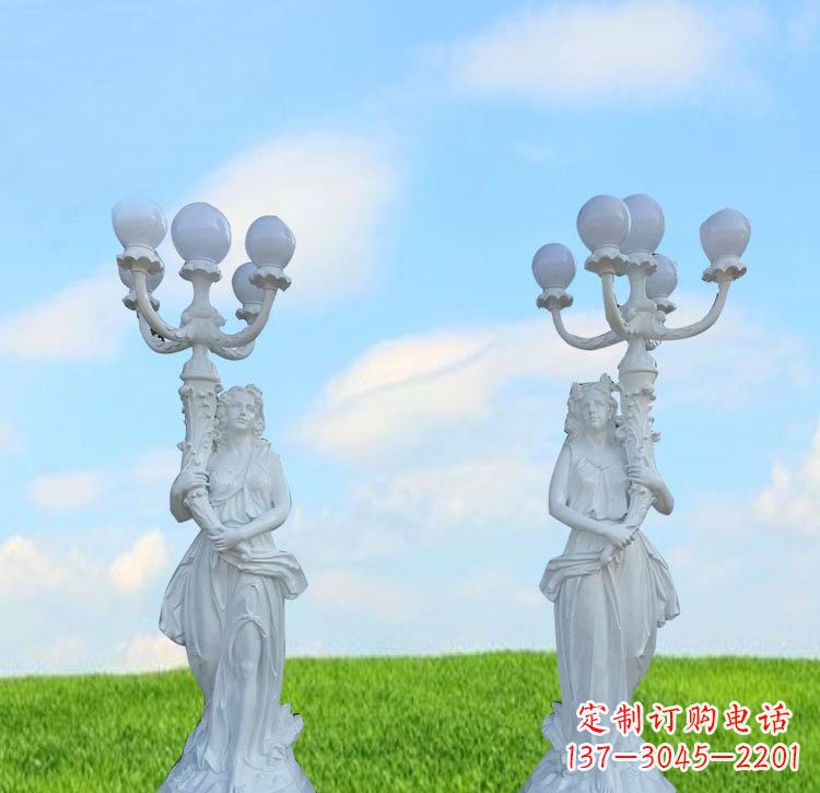 丽水美女雕塑玻璃钢西方美女路灯的艺术精髓