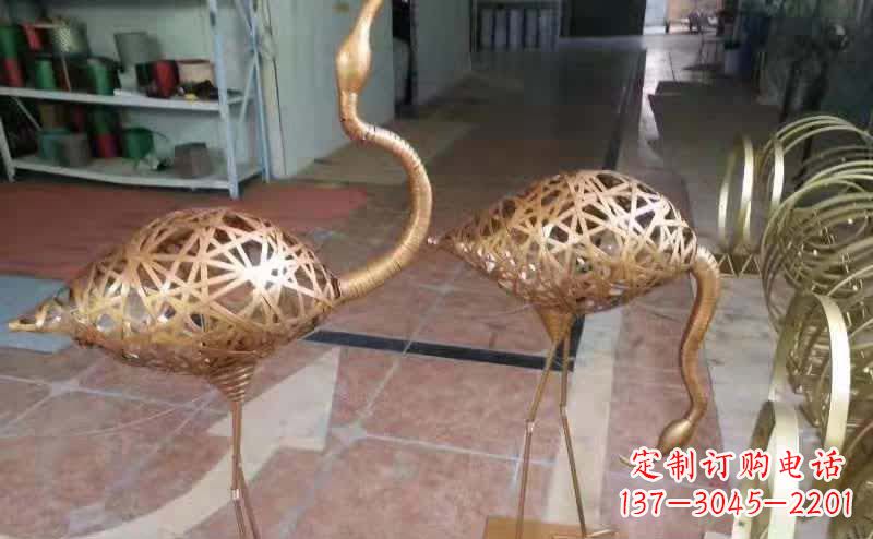 丽水不锈钢编制动物仙鹤雕塑