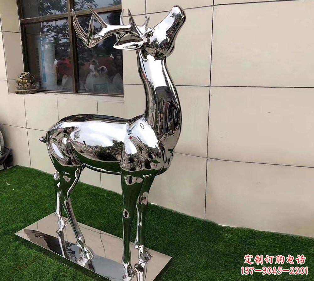 丽水不锈钢别墅镜面小鹿雕塑