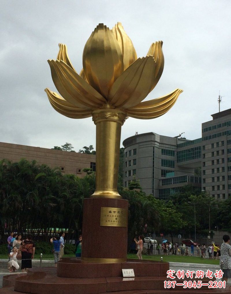 丽水不锈钢城市金色莲花雕塑璀璨夺目的大都市之花