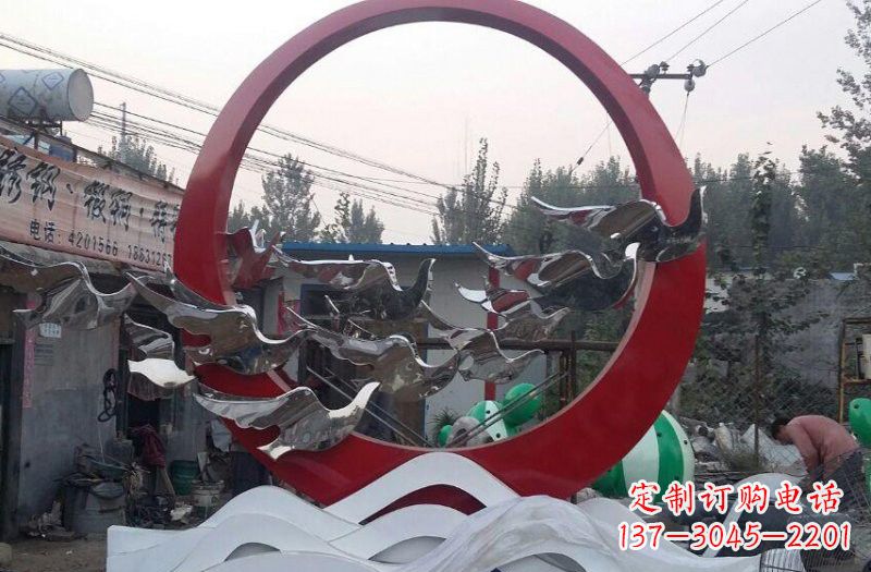 丽水不锈钢抽象和平鸽和谐雕塑