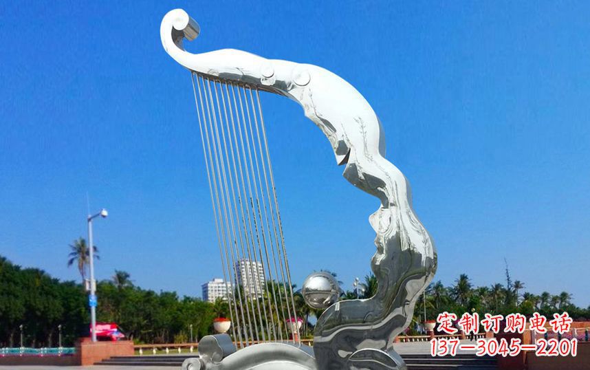 丽水不锈钢竖琴广场雕塑