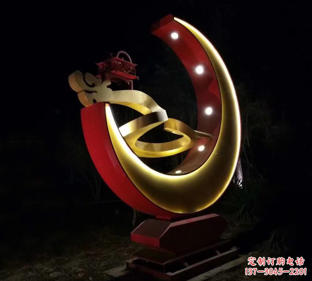 丽水不锈钢月亮雕塑静谧中的经典之美