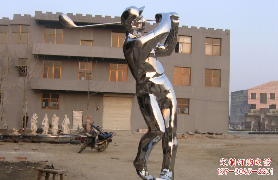 丽水不锈钢打高尔夫球广场雕塑