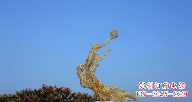 丽水不锈钢打篮球的女孩公园景观雕塑