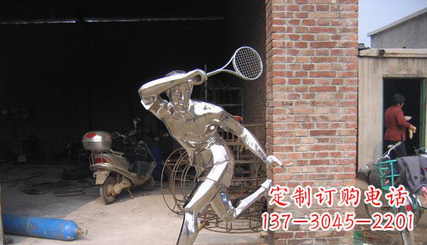 丽水不锈钢打羽毛球雕塑 (2)
