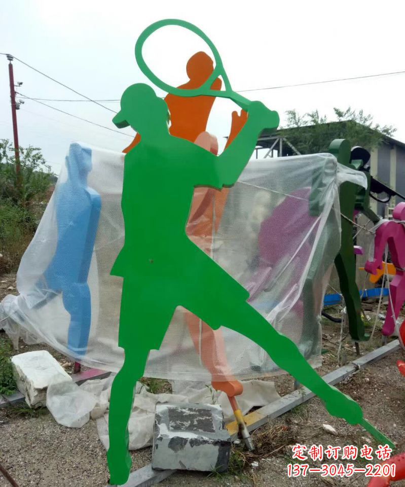 丽水不锈钢打羽毛球抽象人物雕塑