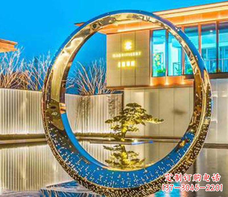 丽水精美不锈钢灯饰圆环雕塑