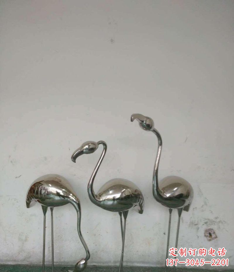 丽水不锈钢公园动物抽象火烈鸟雕塑