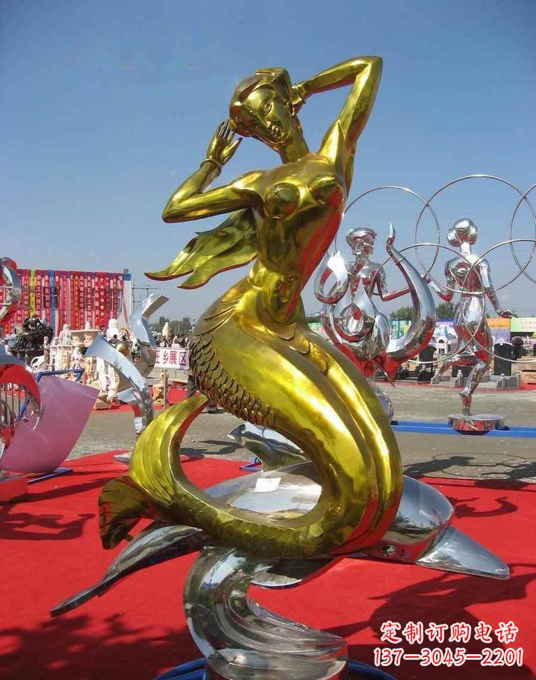 丽水不锈钢美人鱼雕塑——美丽的象征
