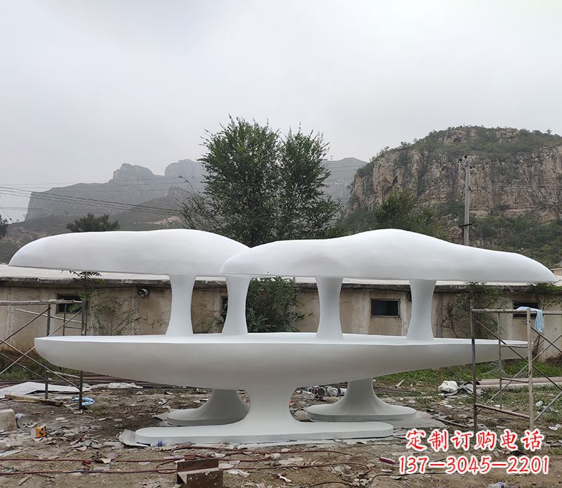 丽水不锈钢公园蘑菇云朵景观雕塑