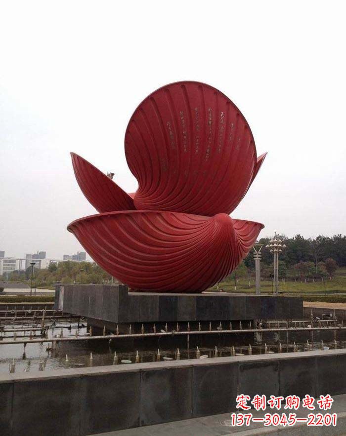 丽水不锈钢贝壳喷泉雕塑——海洋之美无限