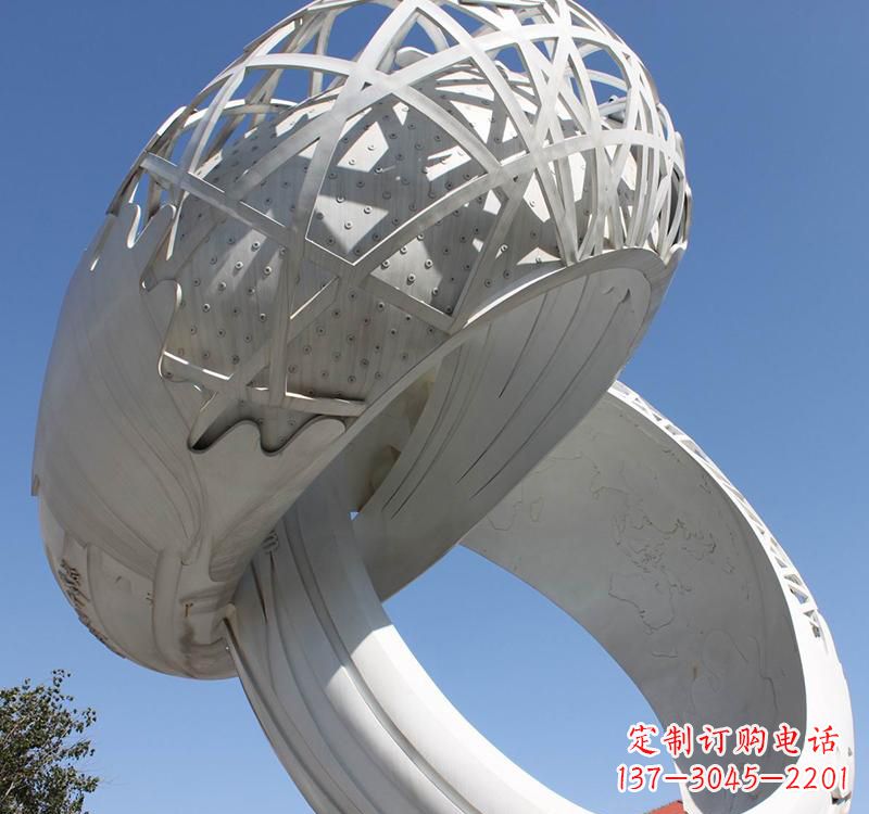 丽水不锈钢户外婚庆戒指雕塑婚礼永恒的记忆