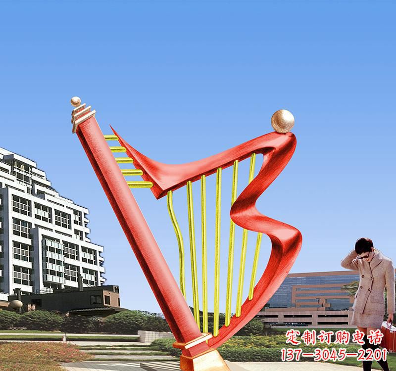 丽水不锈钢竖琴雕塑把旋律汇聚成艺术精品