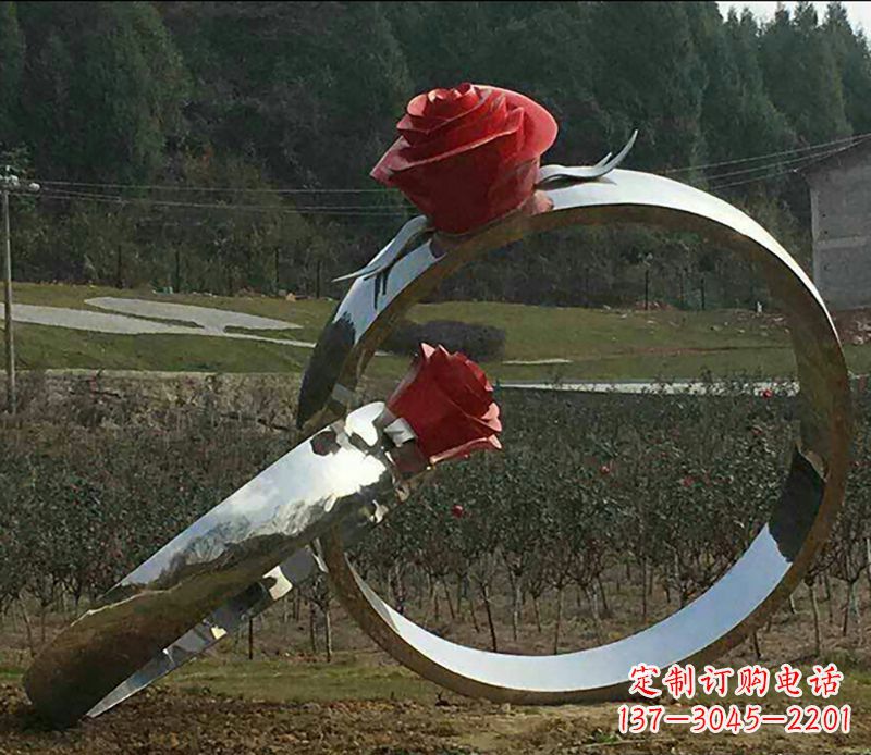 丽水不锈钢玫瑰雕塑精美的艺术珍品
