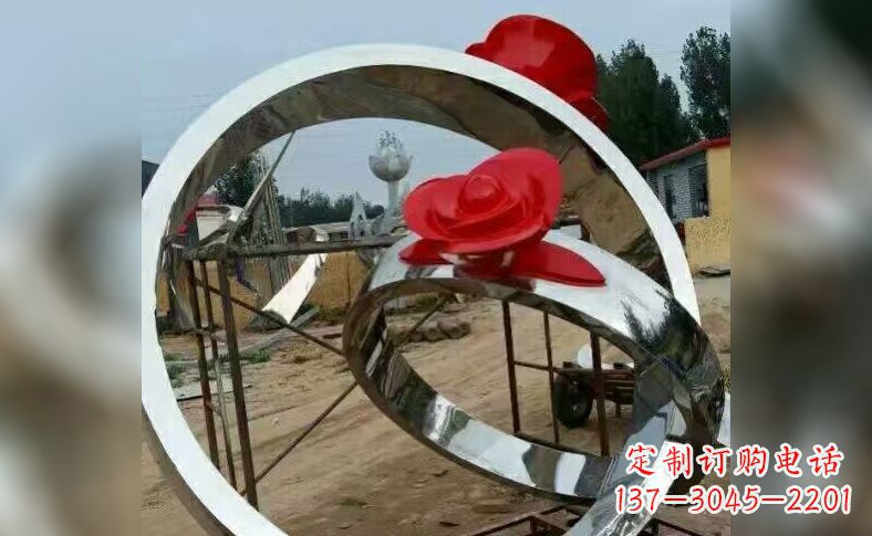 丽水不锈钢玫瑰花戒指雕塑
