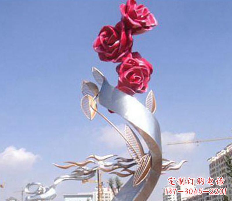 丽水不锈钢玫瑰雕塑精美的艺术品