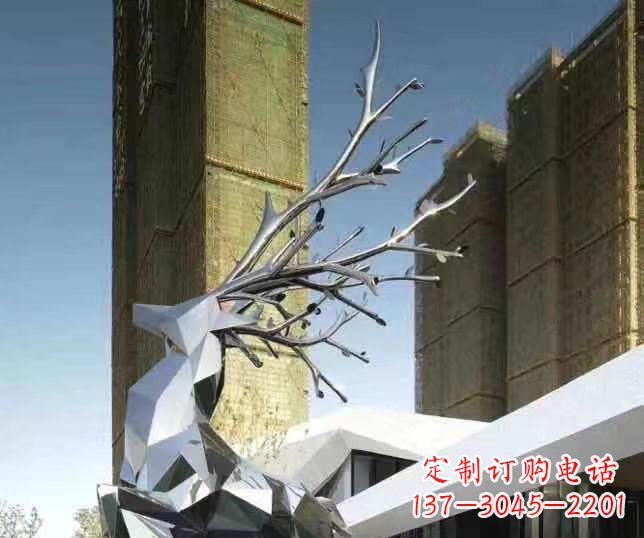 丽水梅花鹿雕塑美丽的景观和动物雕塑