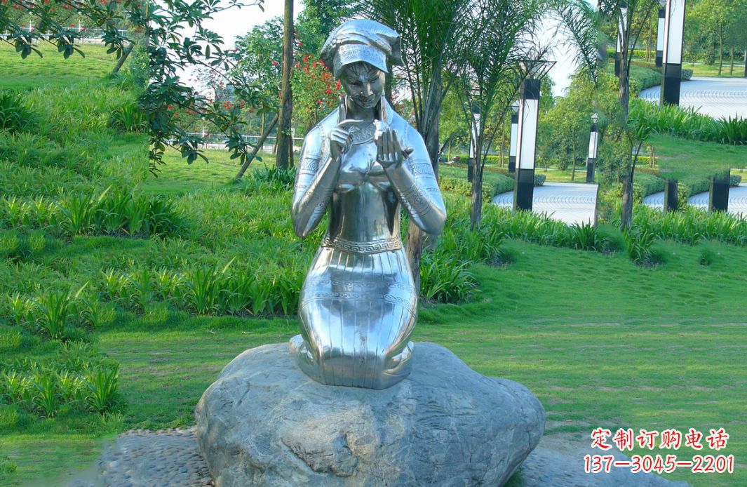 丽水不锈钢少数民族少女雕塑缔造民族文化精髓