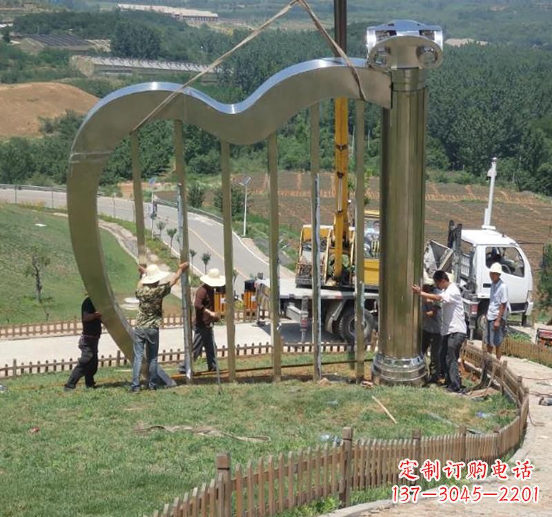 丽水音乐美学不锈钢竖琴雕塑
