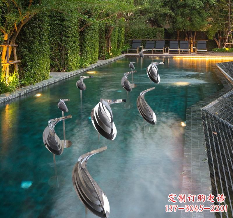 丽水不锈钢动物雕塑——美丽的水景装置