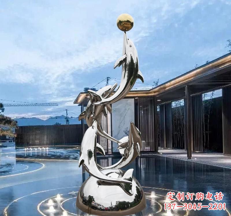 丽水不锈钢水景海豚雕塑