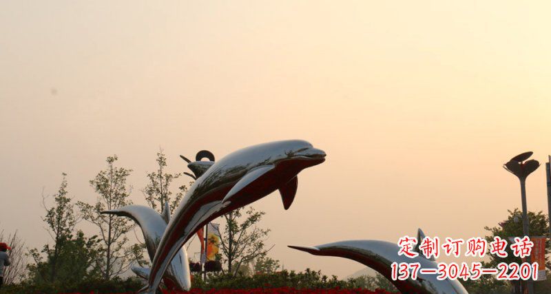 丽水不锈钢跳跃的海豚动物雕塑