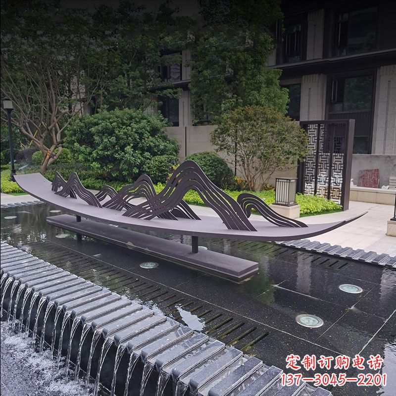 丽水不锈钢小船假山抽象景观