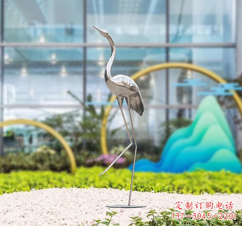 丽水不锈钢展翅仙鹤雕塑