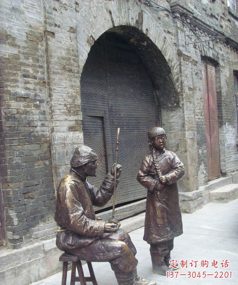 丽水步行街拉二胡唱戏人物铜雕