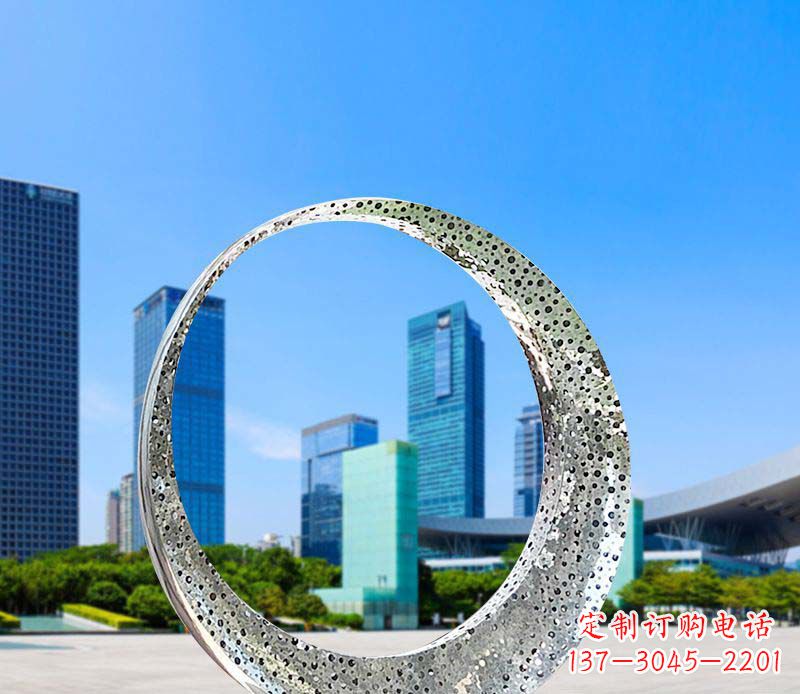 丽水城市不锈钢灯饰圆环景观雕塑