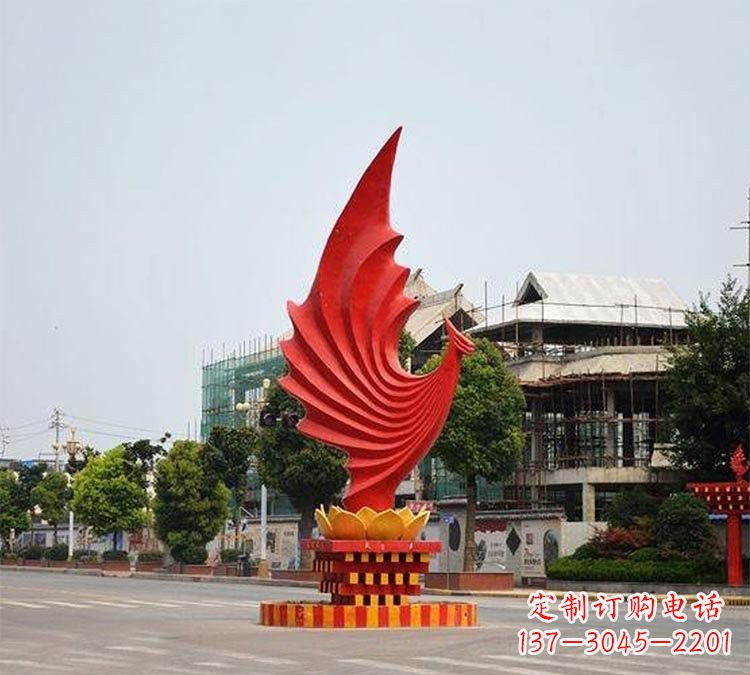 丽水城市街边不锈钢凤凰雕塑