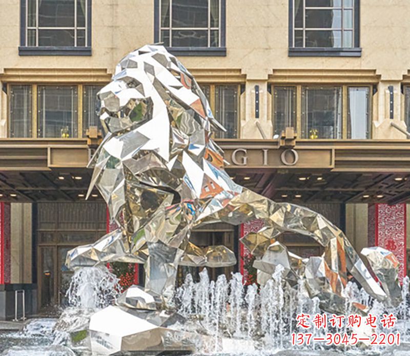 丽水抽象不锈钢狮子雕塑
