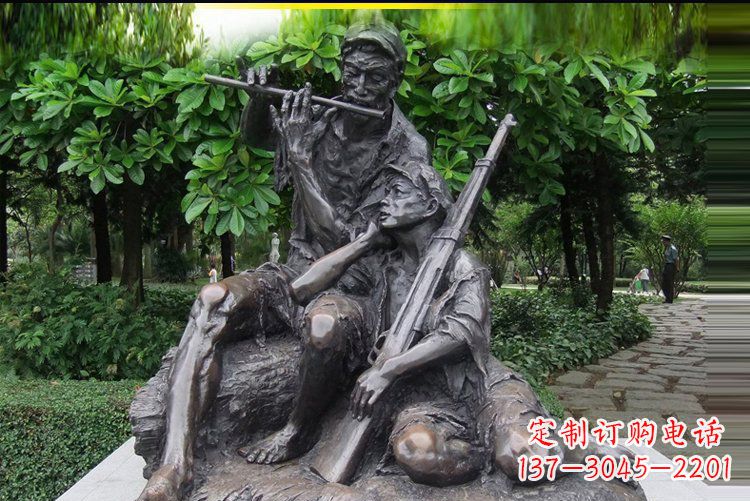 丽水吹笛子的红军战士公园人物铜雕雕塑