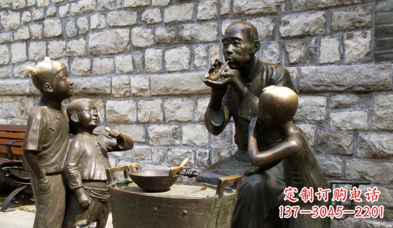 丽水吹糖人街头景观铜雕