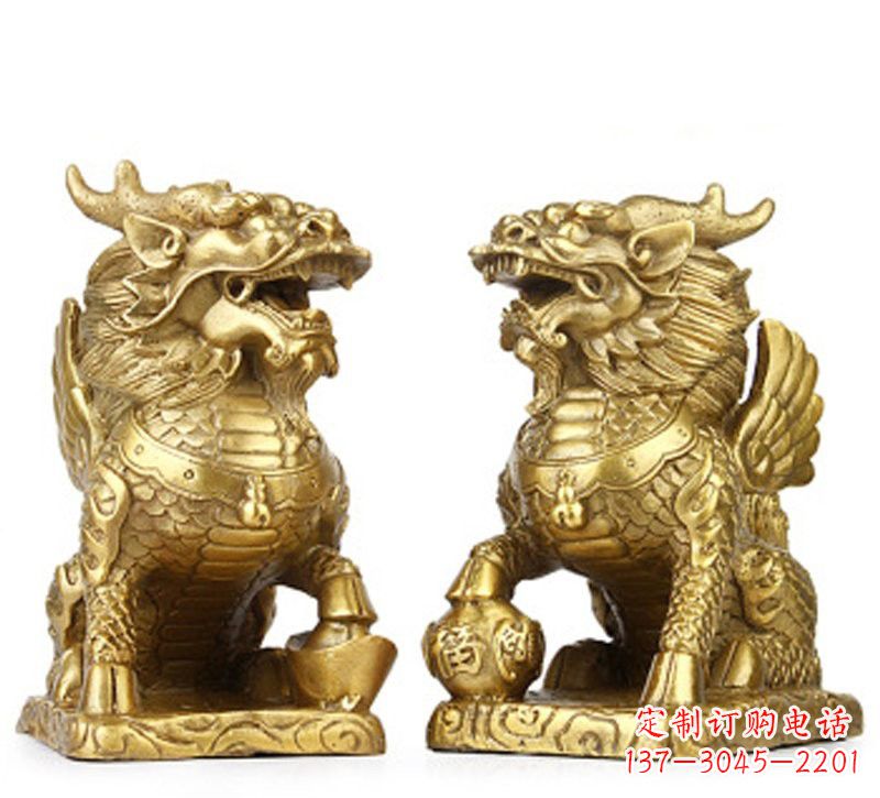 丽水绚丽多彩的纯铜麒麟雕塑